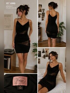 Pompous Girly Rouched Size M Mini Dress